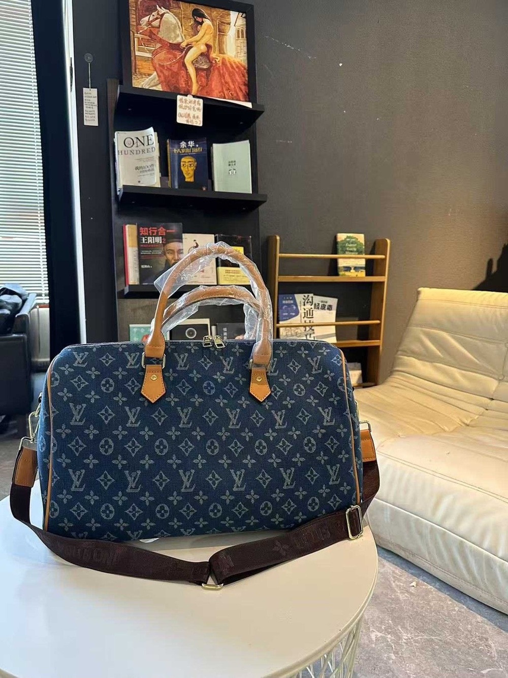 Designer inspired monogram Canvas Weekender Bag